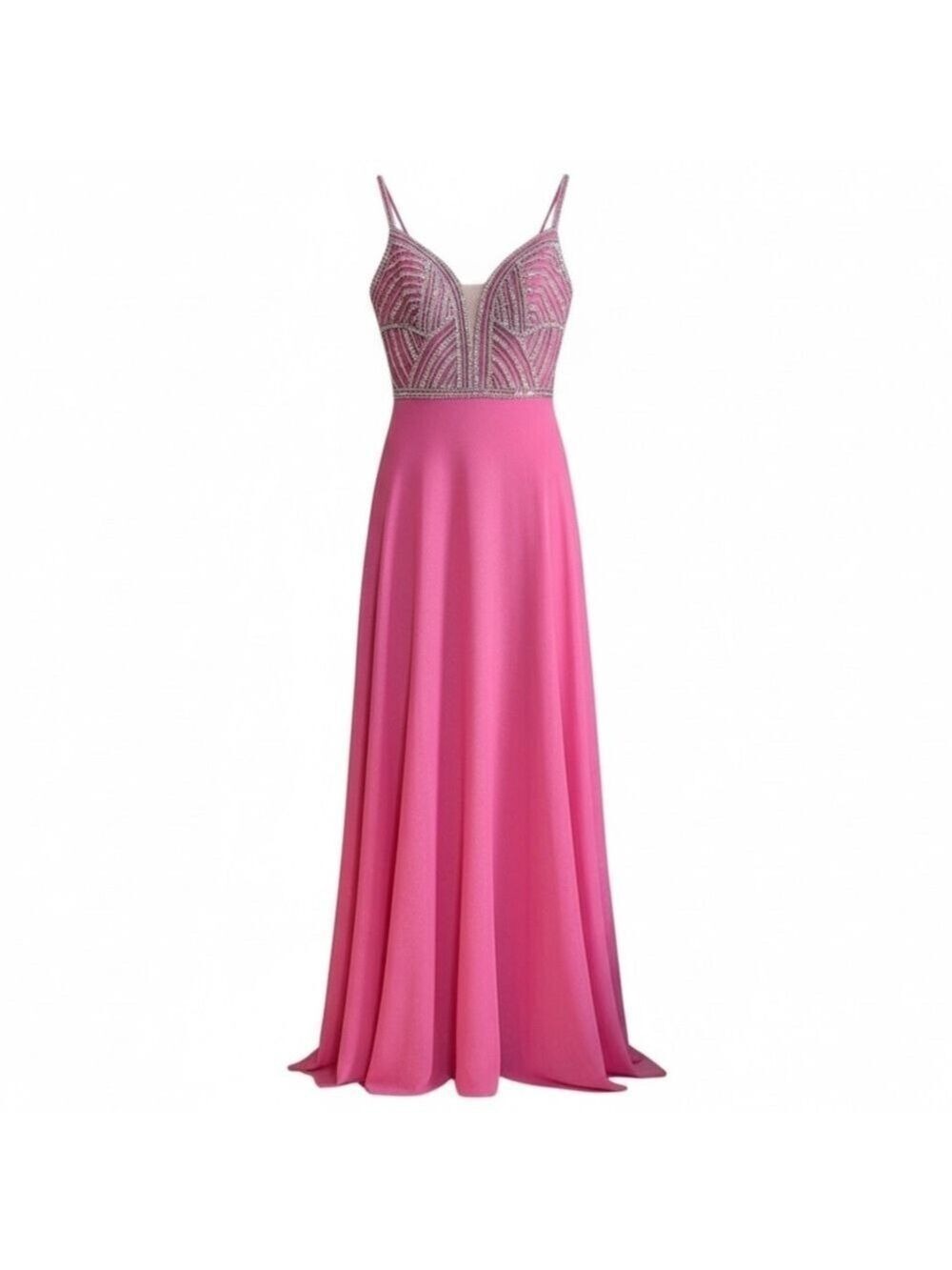 Vienna Prom Dress Pink with Silver Rhinestones Size 2